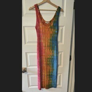 Cotton Citizen Verona Orange & Blue Tie Dye Midi Dress